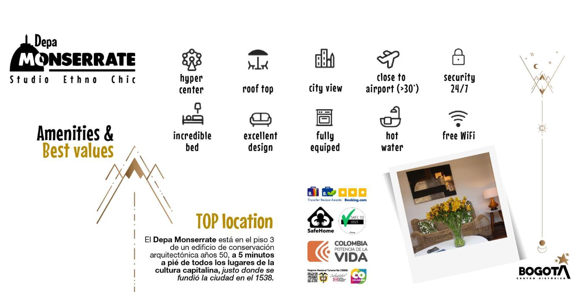 Depa Monserrate - Charming Historic Nest With Breathtaking Mountain Views - Apartaestudio Bogotá Eksteriør billede